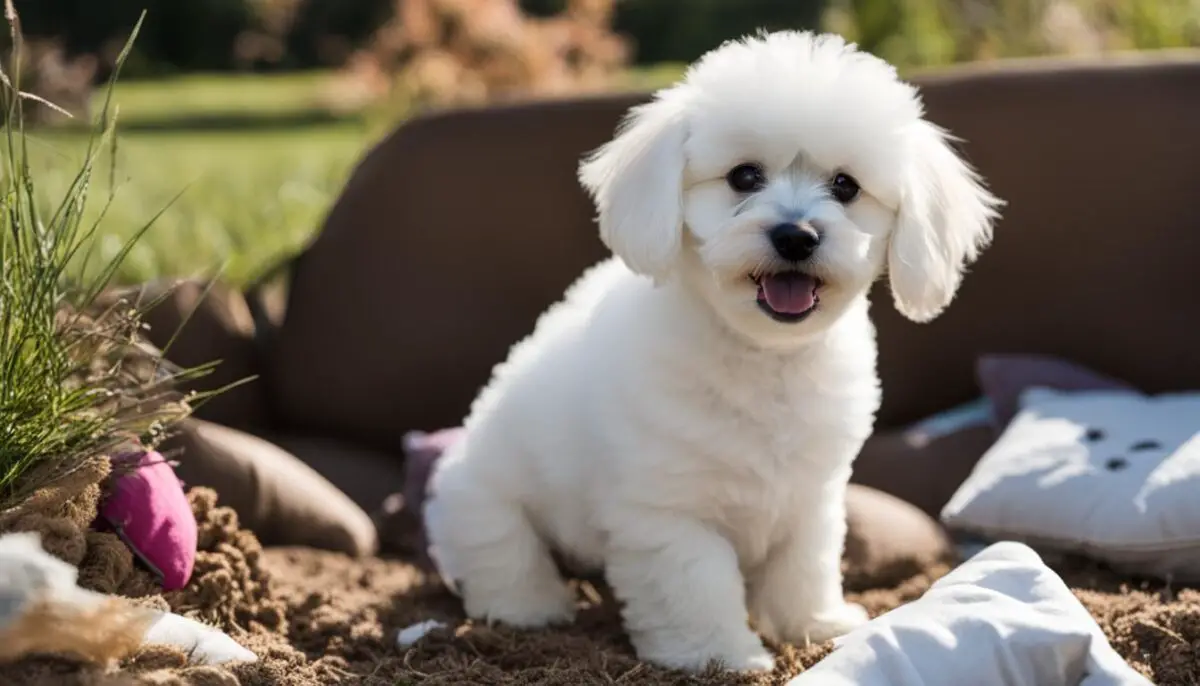 Bichon Frise Chewing and Digging